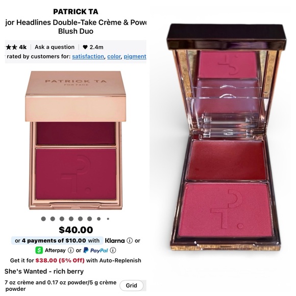 Patrick Ta Other - PATRICK TA Major Headlines Double-Take Crème & Powder Blush Duo-She's Wanted